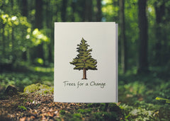 Tree gift sympathy card for memorial with forest background